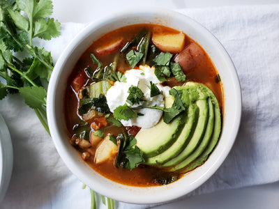 Spicy Chorizo Soup with Chard and Red Potatoes