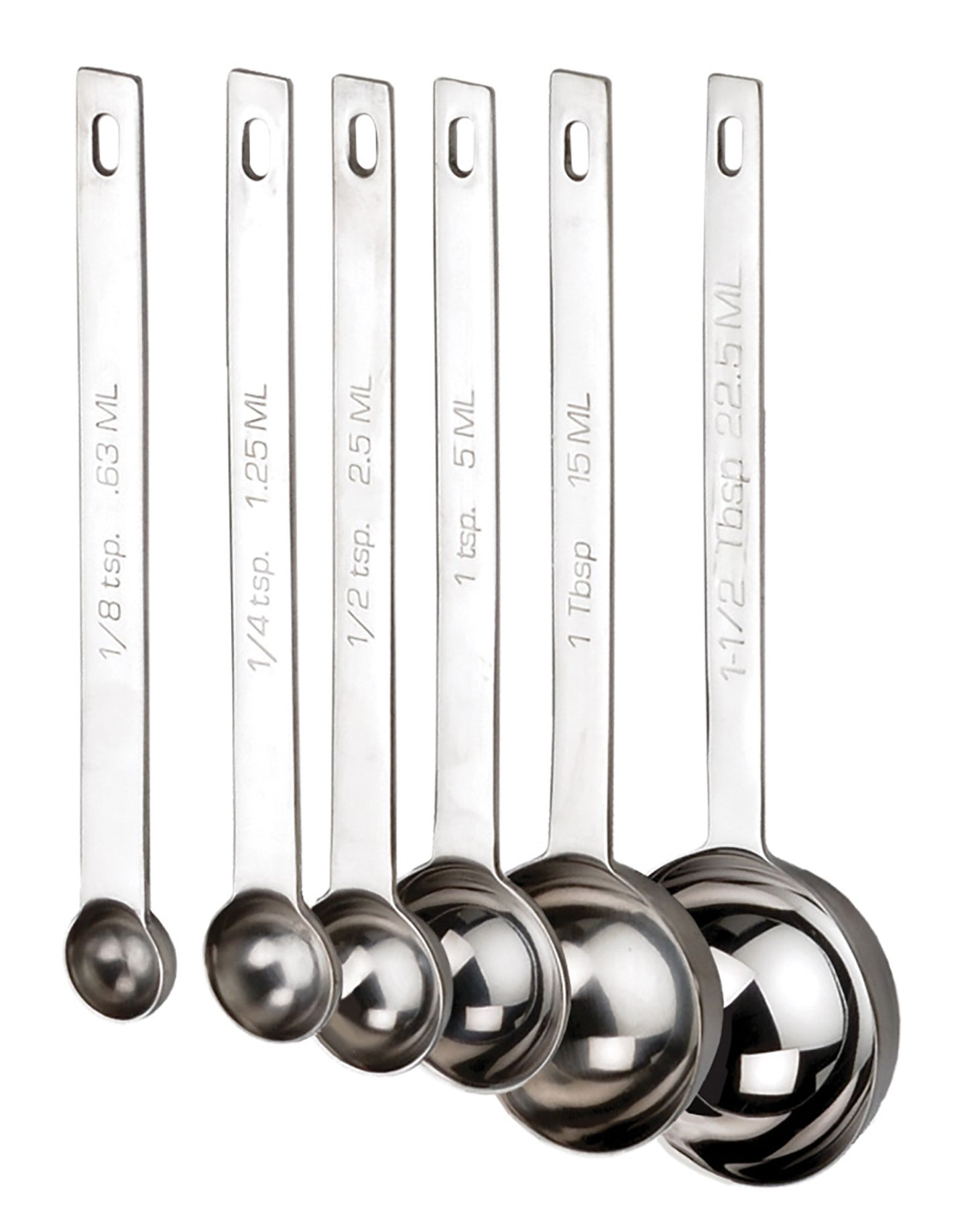 RSVP Measuring Spoons- 1/8 Teaspoon Stainless Steel Single Spice Spoon  (3-Pack)