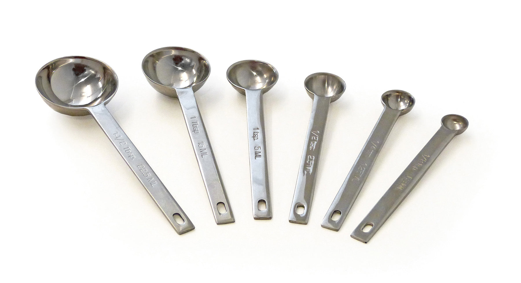 Hubert Stainless Steel Measuring Spoon Set with Standard Strip Handles