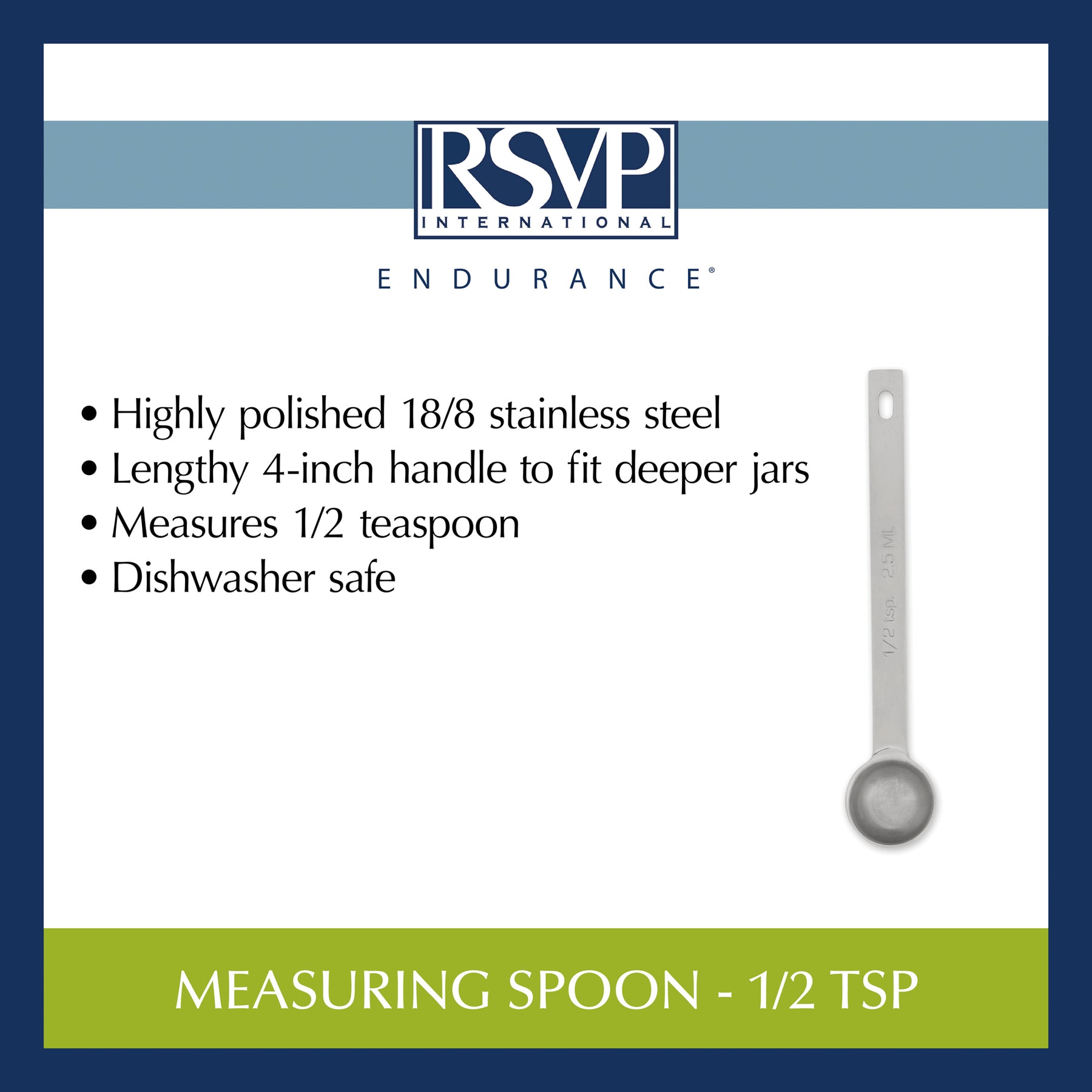  RSVP Endurance Yeast Spoon - 2 ¼ tsp. Stainless Steel Measuring  Spoon (2-Pack): Home & Kitchen