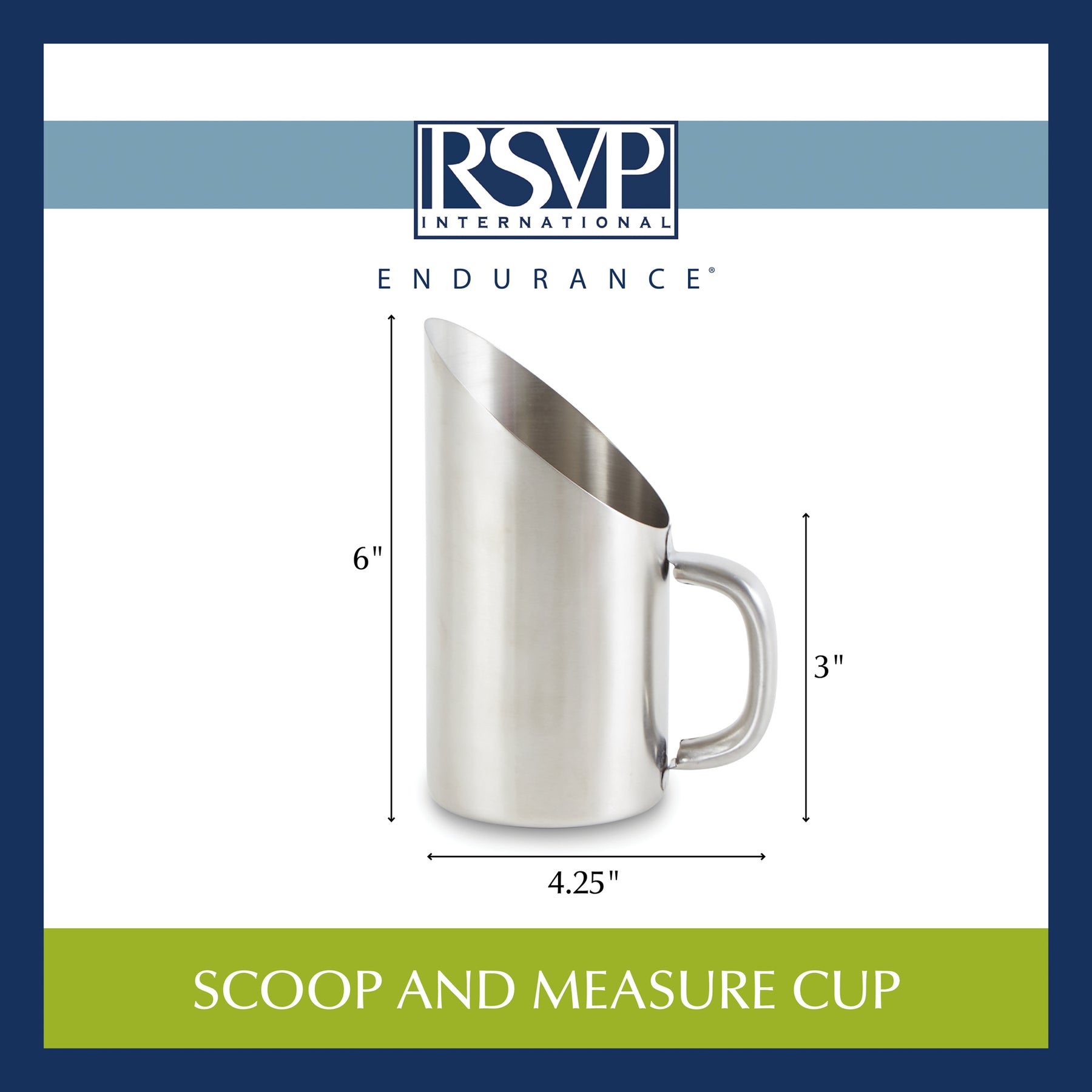 RSVP International Endurance Oval Measuring Scoop, 1/2 cup, Stainless Steel